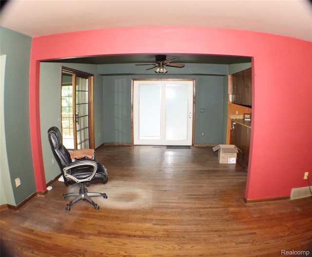 320 Nancy Bird Ln, Clarkston, MI 48371 - unfurnished office with wood finished floors and a ceiling fan