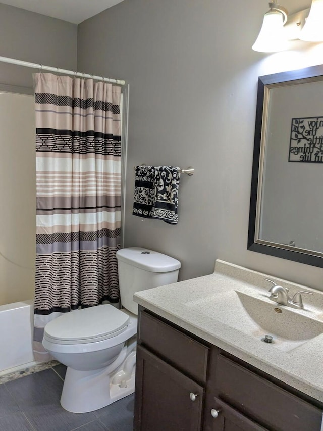 6766 Poplar Dr, Ypsilanti, MI 48197 - bathroom featuring vanity, shower / bathtub combination with curtain, and tile patterned flooring