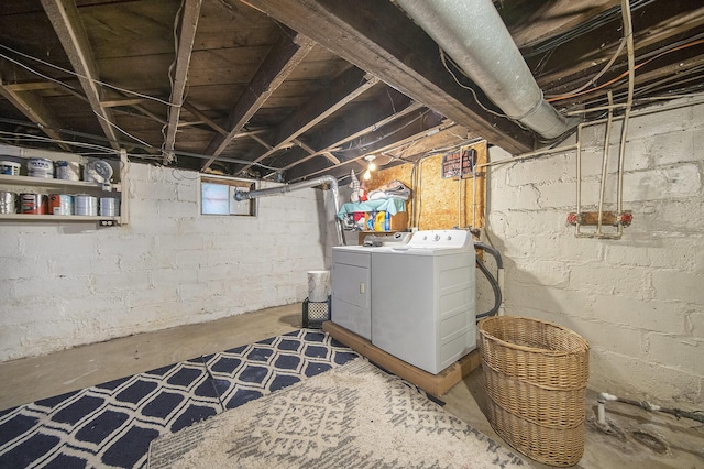 317 E Argyle St, Jackson, MI 49202 - unfinished basement featuring washing machine and dryer