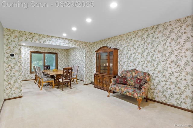 1304 Player Dr, Troy, MI 48085 - carpeted dining room featuring wallpapered walls and recessed lighting