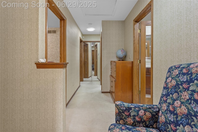 1304 Player Dr, Troy, MI 48085 - hall with attic access and carpet