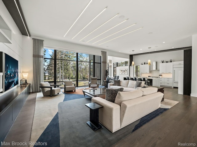 4890 Charing Cross Rd, Bloomfield Hills, MI 48304 - living room with dark wood-type flooring and recessed lighting