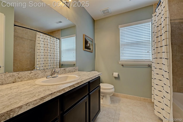 28545 Cottage Ln, New Hudson, MI 48165 - bathroom with vanity, tile patterned floors, and shower / tub combo