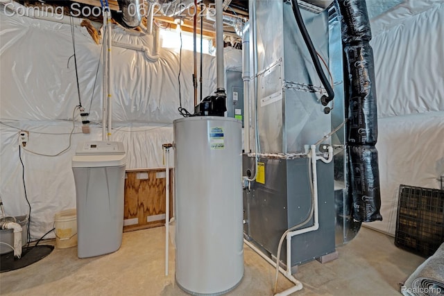 28545 Cottage Ln, New Hudson, MI 48165 - utility room with gas water heater and heating unit
