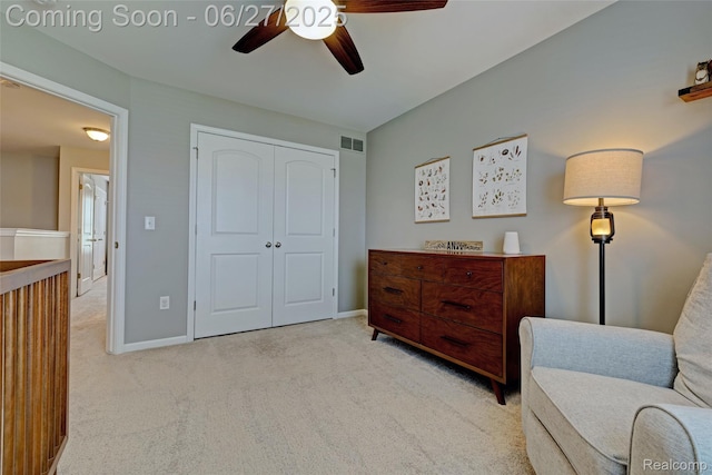 28545 Cottage Ln, New Hudson, MI 48165 - sitting room with a ceiling fan and carpet flooring
