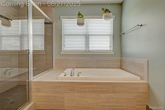 28545 Cottage Ln, New Hudson, MI 48165 - bathroom featuring a garden tub and a stall shower