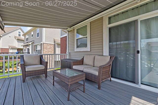 28545 Cottage Ln, New Hudson, MI 48165 - wooden terrace featuring an outdoor living space