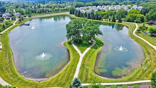 28545 Cottage Ln, New Hudson, MI 48165 - aerial overview of property's location with a nearby body of water
