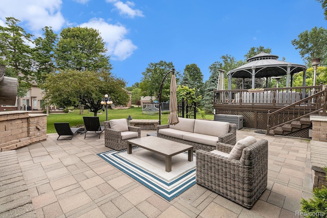 50530 Hunters Creek Trl, Shelby Twp, MI 48317 - view of patio with an outdoor hangout area and a gazebo