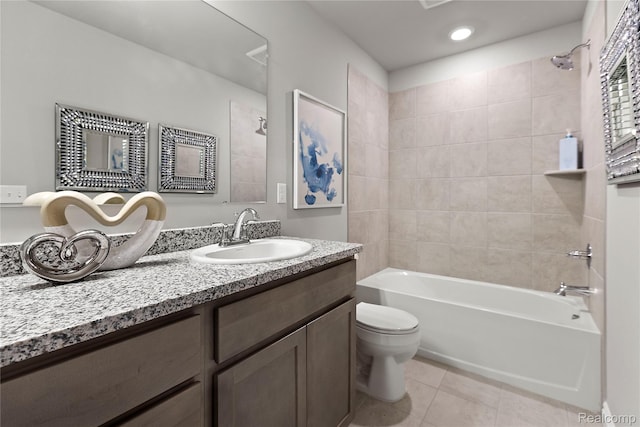 2270 Chase Dr Unit 112, Howell, MI 48855 - bathroom with tile patterned flooring, vanity, bathtub / shower combination, and recessed lighting