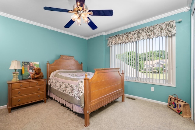 7662 Hidden Ponds Blvd, Brighton, MI 48114 - carpeted bedroom featuring crown molding and a ceiling fan