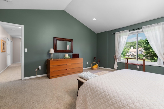 7662 Hidden Ponds Blvd, Brighton, MI 48114 - bedroom with vaulted ceiling, carpet, and recessed lighting