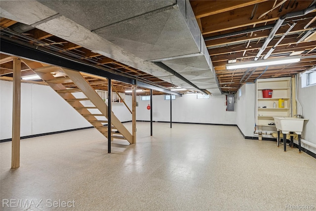 6088 Sierra Pass, Flint, MI 48532 - basement with electric panel and stairs