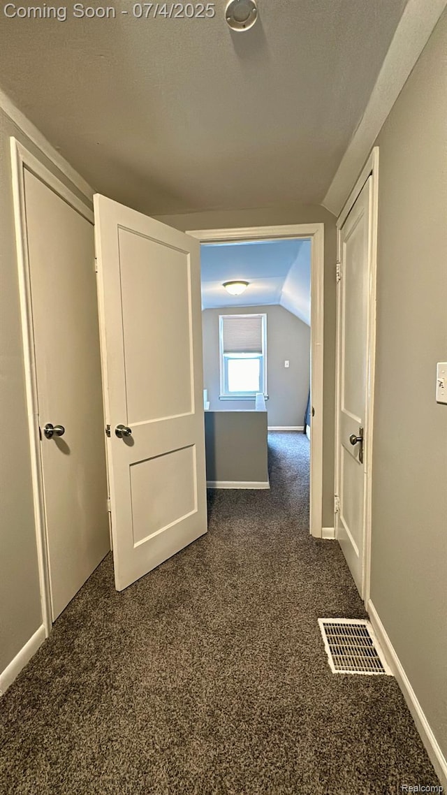 23360 Battelle Ave, Hazel Park, MI 48030 - hallway with dark carpet and lofted ceiling