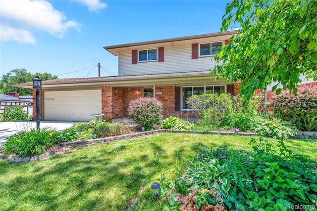 607 Ashburnham St, Auburn Hills, MI 48326 - traditional-style home featuring an attached garage, brick siding, driveway, and a front yard