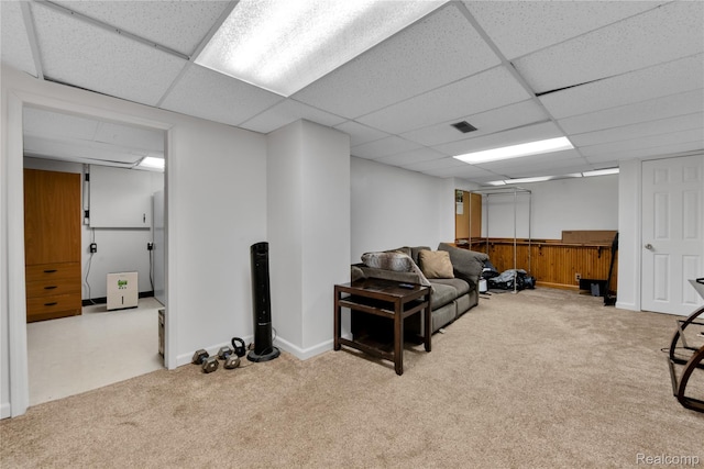 607 Ashburnham St, Auburn Hills, MI 48326 - carpeted living room with a paneled ceiling and baseboards