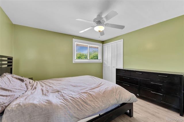 607 Ashburnham St, Auburn Hills, MI 48326 - bedroom with a closet, light wood-style floors, and a ceiling fan
