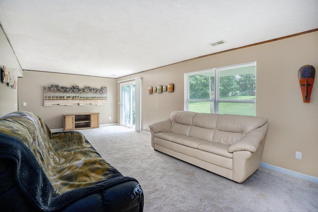 1721 Quail Run Dr, Kalamazoo, MI 49009 - carpeted living room with baseboards and crown molding