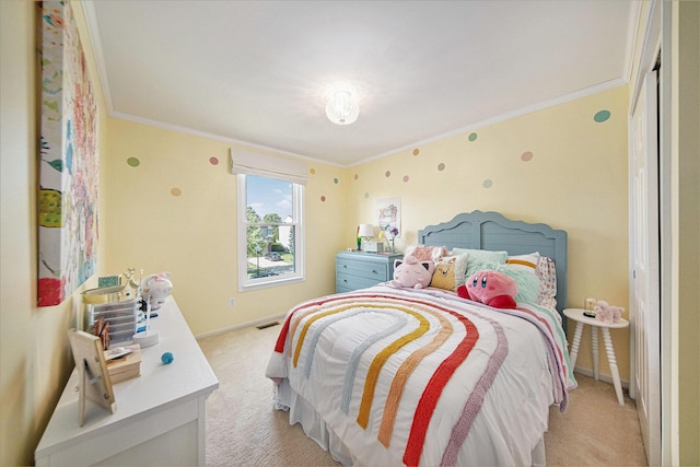 440 Shiloh Dr, Chelsea, MI 48118 - bedroom featuring crown molding and light carpet