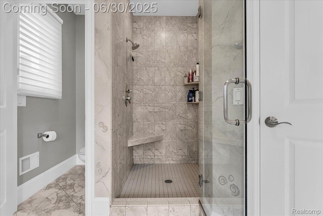 550 Kings Fairway Ct, Grand Blanc, MI 48439 - bathroom featuring a stall shower and marble finish flooring