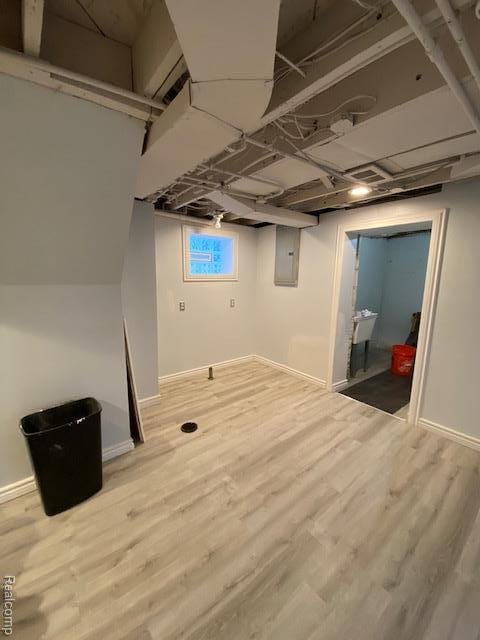 14402 Southfield Rd, Detroit, MI 48223 - finished below grade area with electric panel and wood finished floors