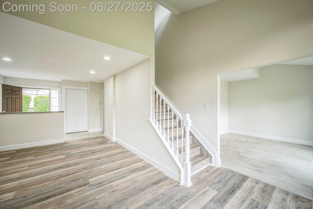 1730 E Woodruff Ave, Hazel Park, MI 48030 - stairs with wood finished floors and recessed lighting