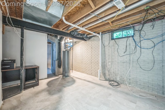1730 E Woodruff Ave, Hazel Park, MI 48030 - basement featuring water heater and brick wall