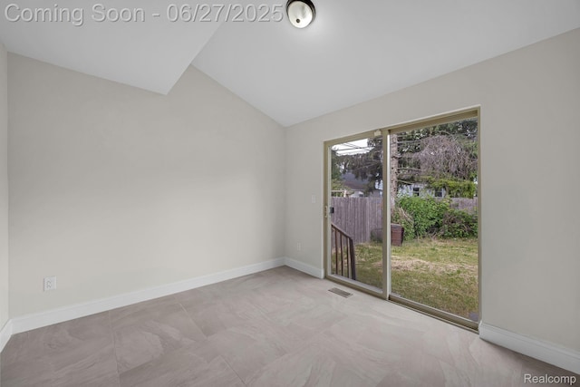 1730 E Woodruff Ave, Hazel Park, MI 48030 - unfurnished room featuring vaulted ceiling and baseboards