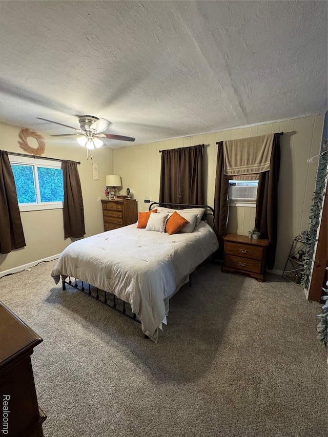 338 Green, Perry, MI 48872 - carpeted bedroom featuring a textured ceiling, multiple windows, a ceiling fan, and cooling unit