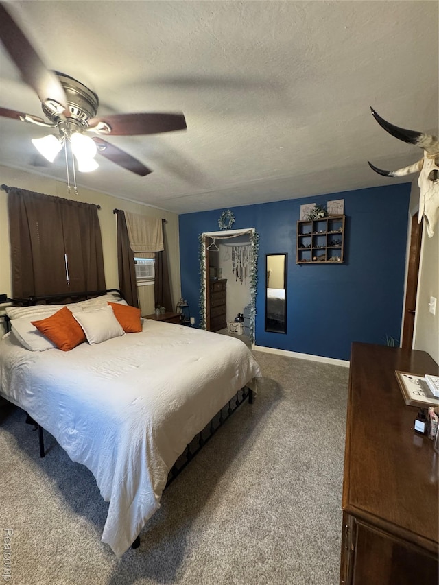 338 Green, Perry, MI 48872 - bedroom featuring carpet, a textured ceiling, ceiling fan, and cooling unit