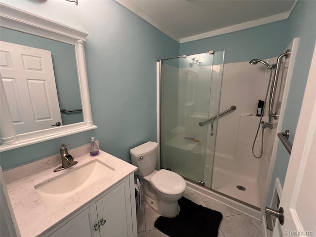 6197 Sober Rd, Fowlerville, MI 48836 - bathroom featuring a stall shower, vanity, and tile patterned flooring