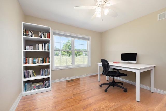 575 Autumns Way Blvd, Kalamazoo, MI 49009 - office area featuring wood finished floors and ceiling fan