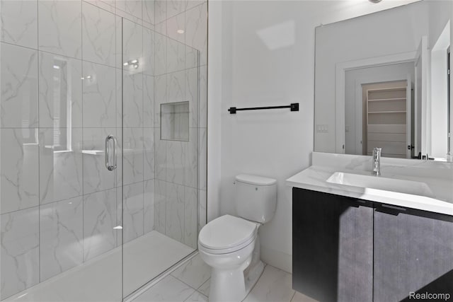 5216 Avery St, Detroit, MI 48208 - full bath featuring marble look tiles, a shower stall, and vanity