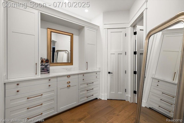 6295 Canter Creek Trl, Grand Blanc, MI 48439 - bathroom with wood finished floors, vanity, and recessed lighting
