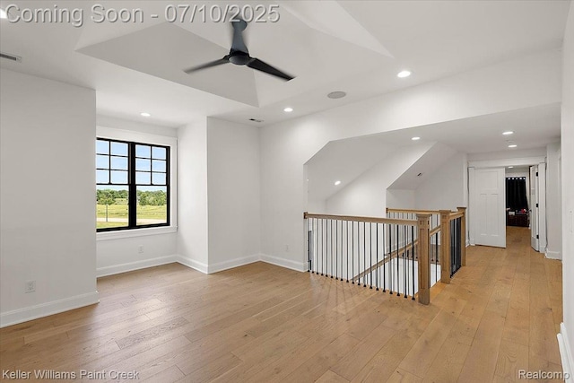 6295 Canter Creek Trl, Grand Blanc, MI 48439 - empty room featuring ceiling fan, wood-type flooring, and recessed lighting