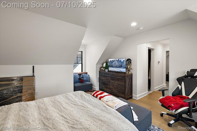 6295 Canter Creek Trl, Grand Blanc, MI 48439 - bedroom featuring lofted ceiling, wood finished floors, and recessed lighting