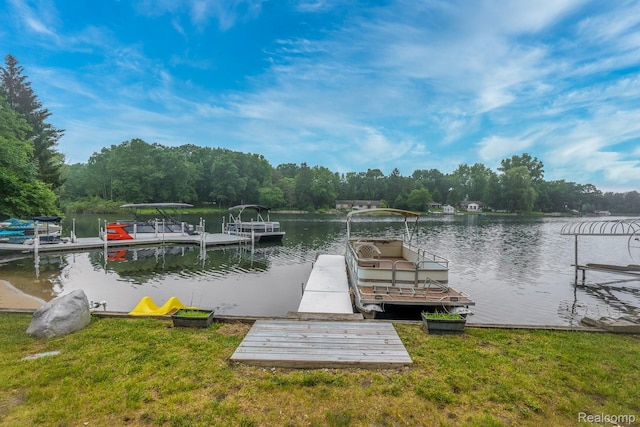 2624 Lynch, Highland, MI 48357 - dock area with a water view, a forest view, and a yard