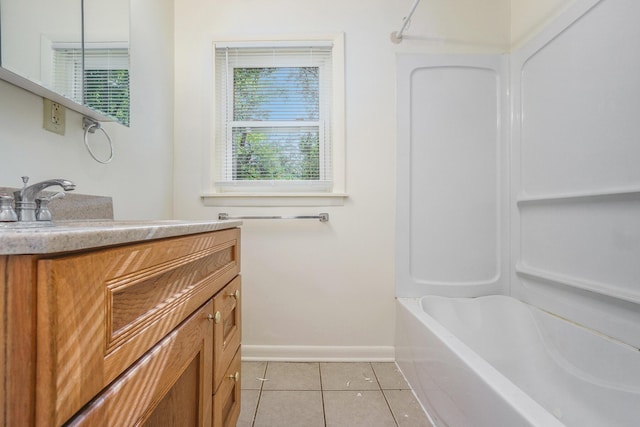 1315 Sutherland Ave, Kalamazoo, MI 49006 - full bathroom featuring vanity, tile patterned flooring, and shower / bath combination