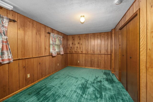 2360 Montclair Ave NW, Walker, MI 49544 - empty room with a smoke detector, wood walls, a textured ceiling, and carpet flooring