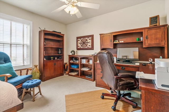 7520 Haflinger Cir, Kalamazoo, MI 49009 - home office featuring a ceiling fan and light colored carpet