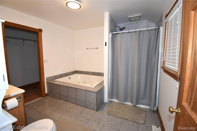 116 Park St, Gaines, MI 48436 - full bathroom featuring a tub with jets, a shower with curtain, and granite tiled floors
