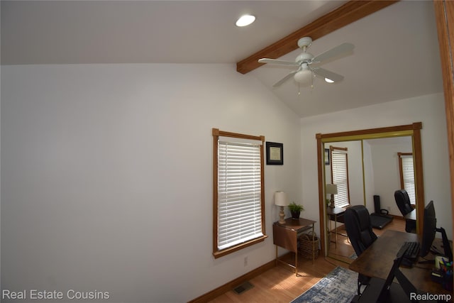 116 Park St, Gaines, MI 48436 - office with a ceiling fan, light wood-type flooring, and recessed lighting
