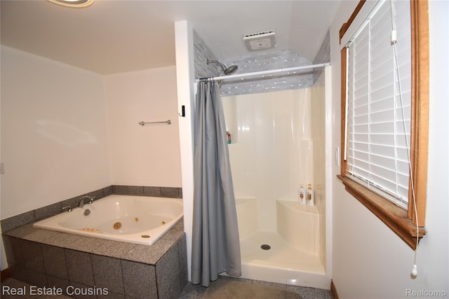 116 Park St, Gaines, MI 48436 - bathroom featuring a tub with jets and a shower with shower curtain