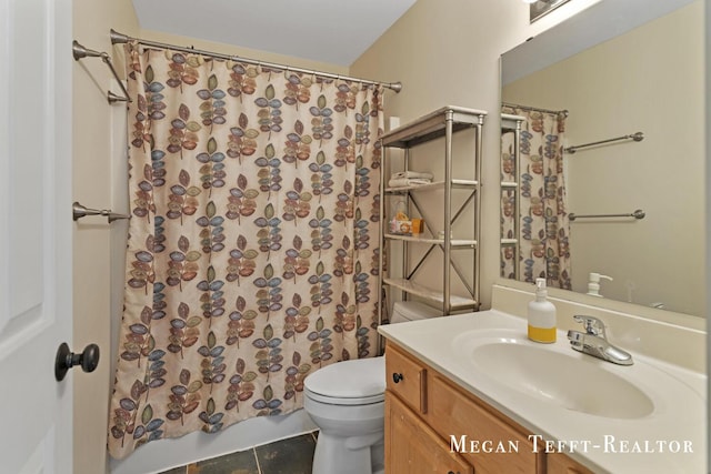 6641 Laguna Vista Dr NE, Rockford, MI 49341 - bathroom featuring vanity, tile patterned flooring, and shower / tub combo with curtain