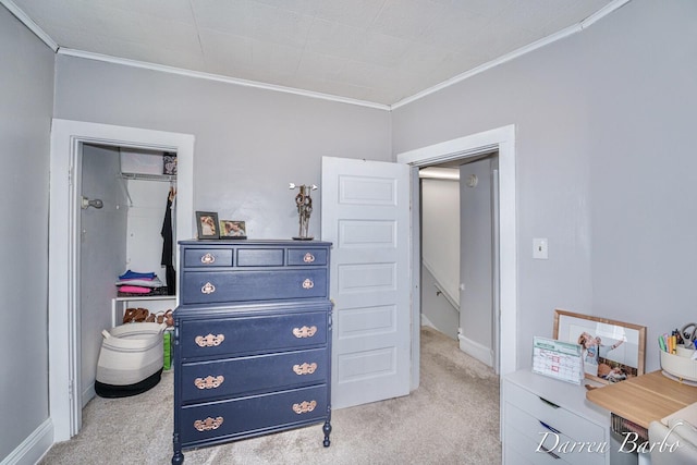 1118 Sibley St NW, Grand Rapids, MI 49504 - carpeted bedroom featuring crown molding and a closet
