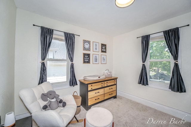 1118 Sibley St NW, Grand Rapids, MI 49504 - sitting room featuring carpet and baseboards