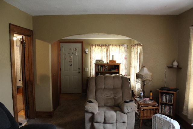 3316 Adams St, Kalamazoo, MI 49008 - carpeted living room with arched walkways