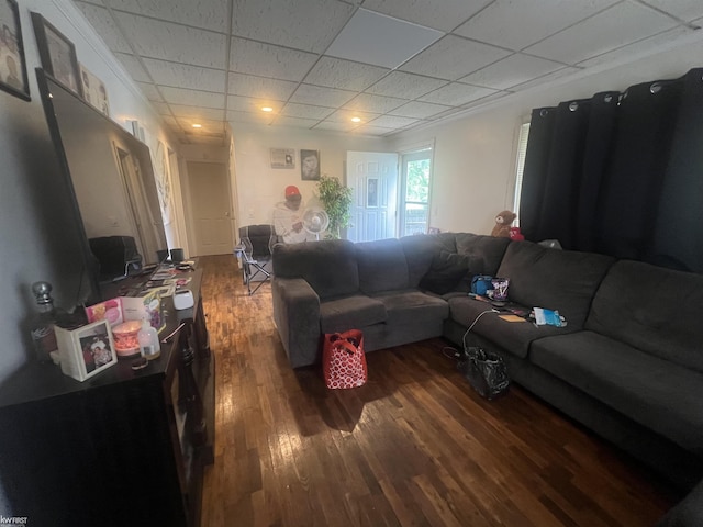 1297 W Kurtz Ave, Flint, MI 48505 - living room featuring dark wood-style floors and a paneled ceiling