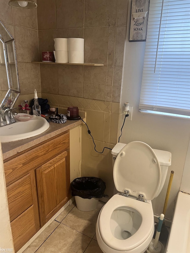 1297 W Kurtz Ave, Flint, MI 48505 - half bathroom with vanity, tile patterned flooring, and tasteful backsplash
