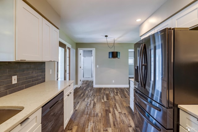 7558 Indian Rd, Temperance, MI 48182 - kitchen featuring fridge with ice dispenser, dishwashing machine, decorative backsplash, white cabinets, and recessed lighting